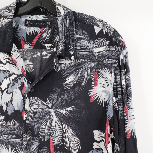 All saints shirt men's small Monteverde floral printed poplin viscose casual fun - Picture 2 of 14